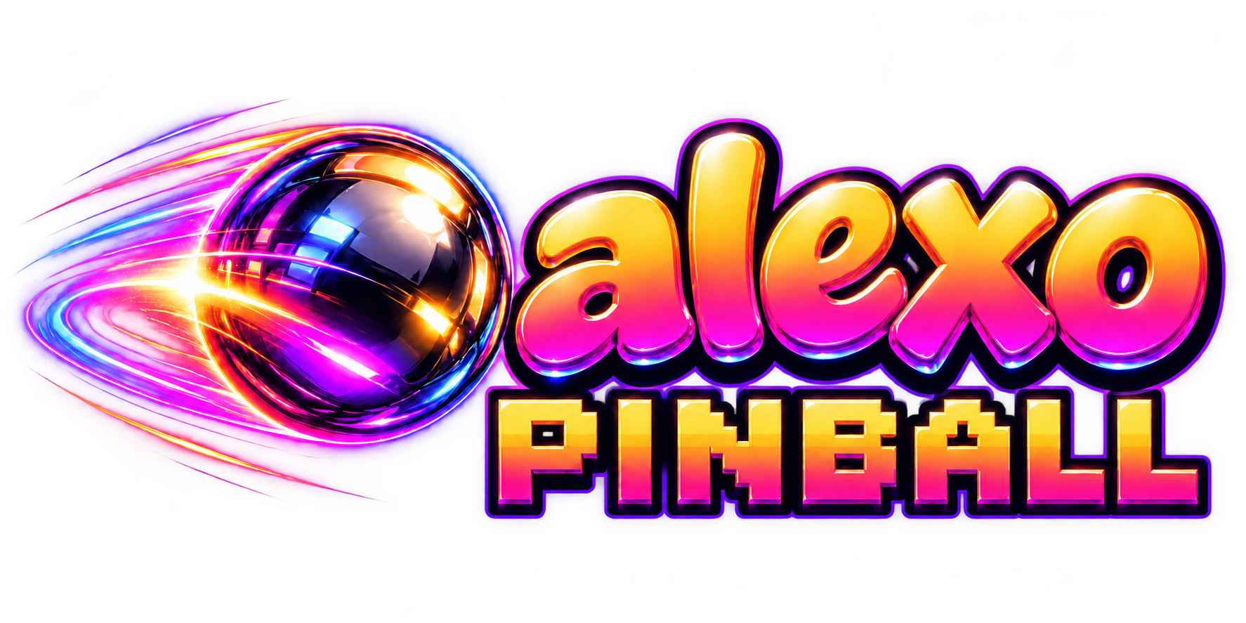 alexo PINBALL — pallina cromata e lettere Comic Arcade