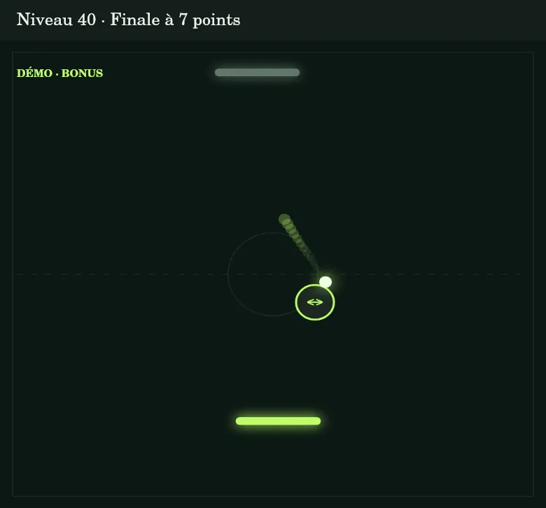 La démo 40 montre finales et bonus ; les effets commencent au 50.