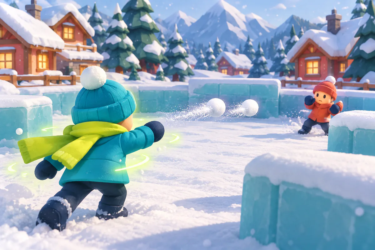 Ilustración: dos bolas de nieve paralelas avanzan hacia un rival